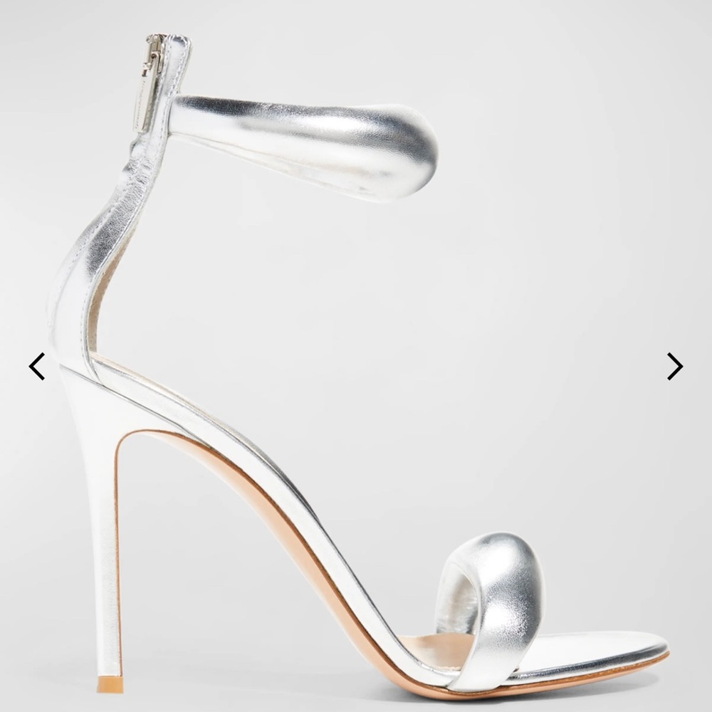 Gianvito Rossi
Metallic Napa Ankle-Cuff Stiletto Sandals
Silver